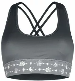 EMP Special Collection "Sport And Yoga - Grey Bralette With Print And Crossed Straps At The Back" Bustier Zwart-grijs Van Large