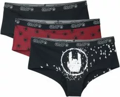 EMP Basic Collection "Black/Red Panty Set With Various Motifs" Pantyset Zwart-rood Van Large