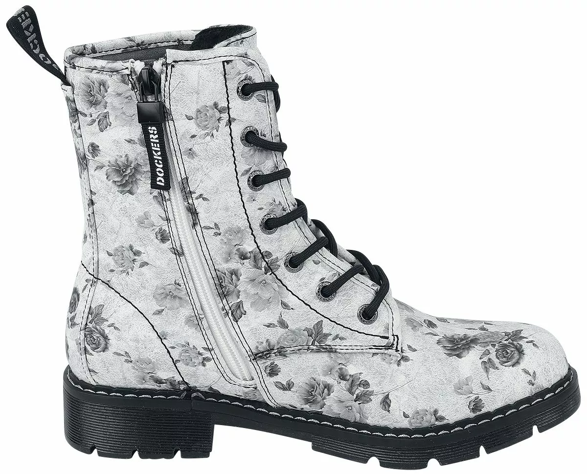 "Lace-Up Boots" Laars Wit-zwart Van Dockers By Gerli - Afbeelding 3