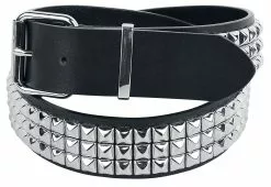 "Black Three-Row Studded Belt" Riem Zwart Van Black Premium By EMP