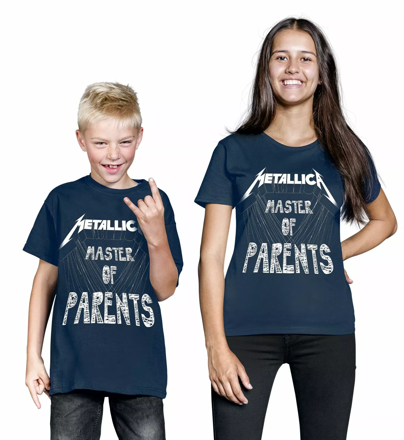 "Kids - Master Of Parents" T-shirt Navy Van Metallica - Afbeelding 3