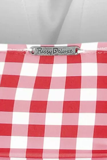 "Plaid Swimsuit" Zwemjurk Rood-wit Van Pussy Deluxe - Afbeelding 3