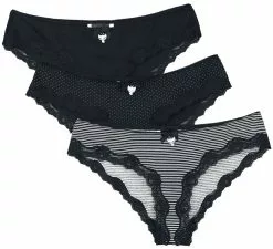 "Set Of 3 Panties" Pantyset Zwart-wit Van Pussy Deluxe