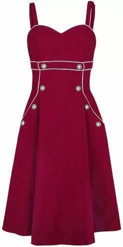 "Claudia Red Seaside Dress" Medium-lengte Jurk Rood Van Voodoo Vixen