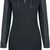 "Ladies 2-Tone Hooded Dress" Korte Jurk Zwart-antraciet Van Urban Classics