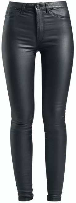 "Callie High Waist Skinny Coated Trousers" Jeans Zwart Van Noisy May