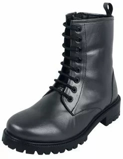 "Dark-Grey Lace-Up Boots With Inner Zip" Laars Donkergrijs Van Black Premium By EMP