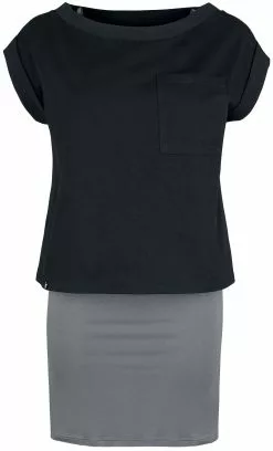 "2 In 1 Top Tee Dress" Korte Jurk Zwart-grijs Van Forplay
