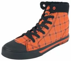 "Orange Lined Sneakers With Squared Pattern" Sneakers High Oranje Van RED By EMP