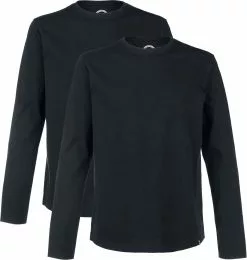 "Double Pack Long-Sleeve Tops In Black With Crew Neck" Shirt Met Lange Mouwen Zwart Van RED By EMP