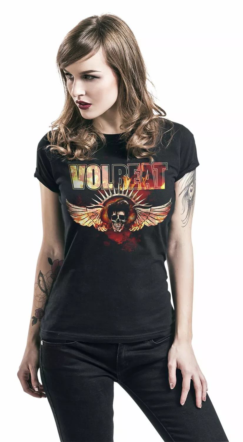 "Burning Skullwing" T-shirt Zwart Van Volbeat - Afbeelding 3