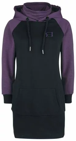 "Black/Purple Hooded Dress" Korte Jurk Zwart-lila Van RED By EMP
