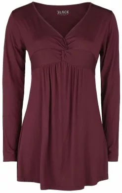 "Long-sleeve Top Met Knoopdetail" Shirt Met Lange Mouwen Bordeaux Van Black Premium By EMP