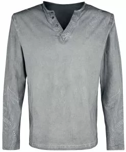 "Grey Long-Sleeve Shirt" Shirt Met Lange Mouwen Grijs Van Black Premium By EMP