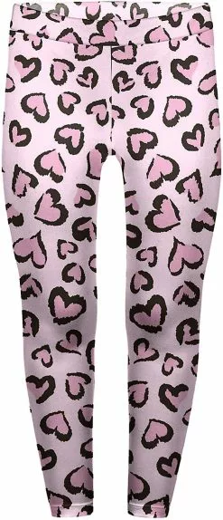 "Pink Leopard With Hearts" Leggings Roze Van Kuku Bird
