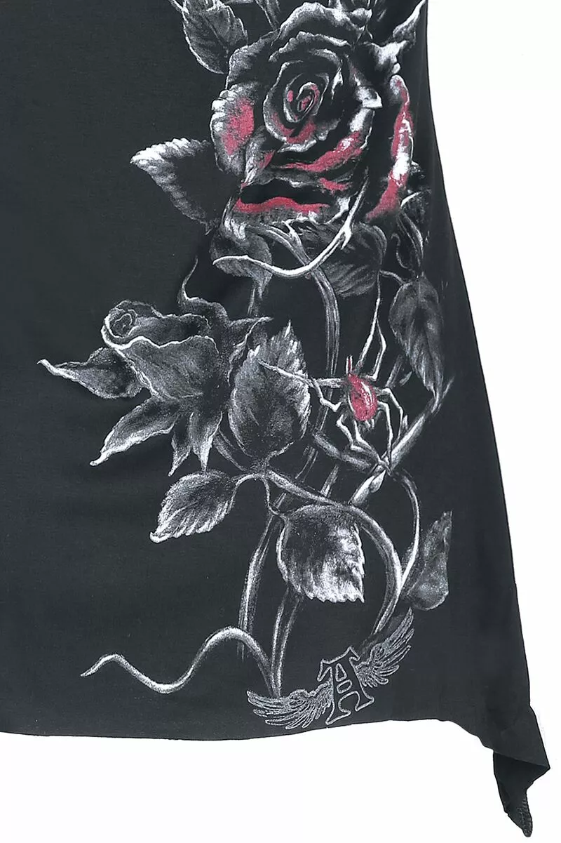"Bleeding Rose" T-shirt Zwart Van Alchemy England - Afbeelding 3