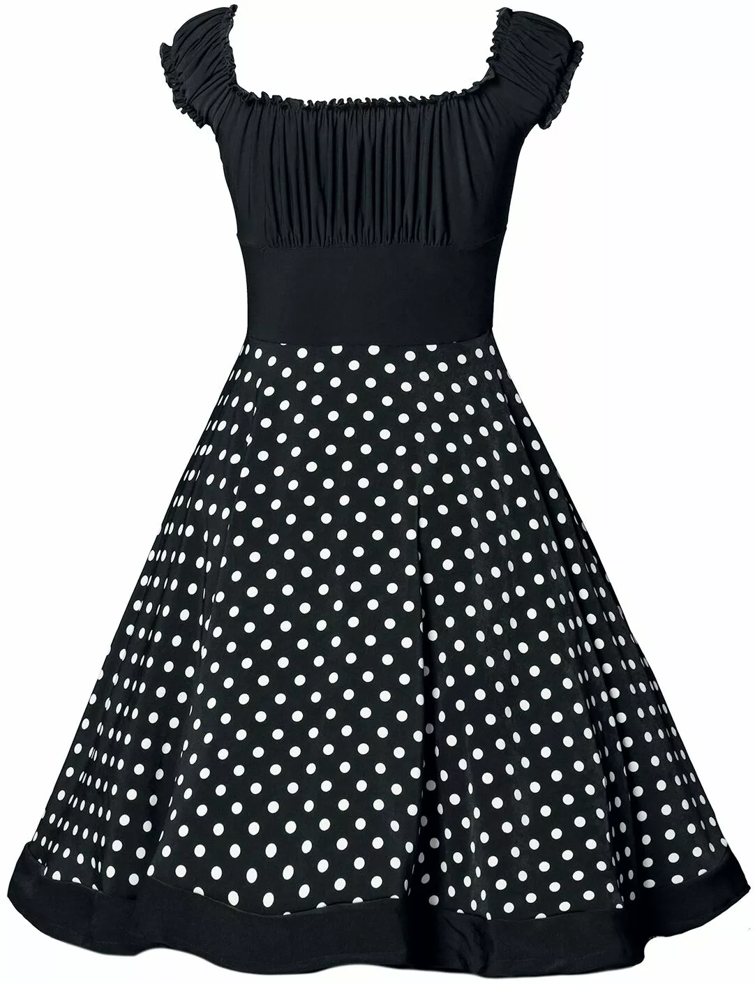 "Off-The-Shoulder Swing Dress" Medium-lengte Jurk Zwart-wit Van Belsira - Afbeelding 2