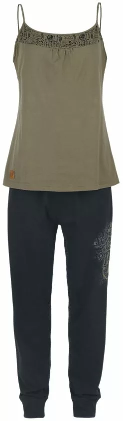 "Rock Rebel X Route 66 - Green/Black Pyjamas With Print" Pyjama Groen-zwart Van Rock Rebel By EMP