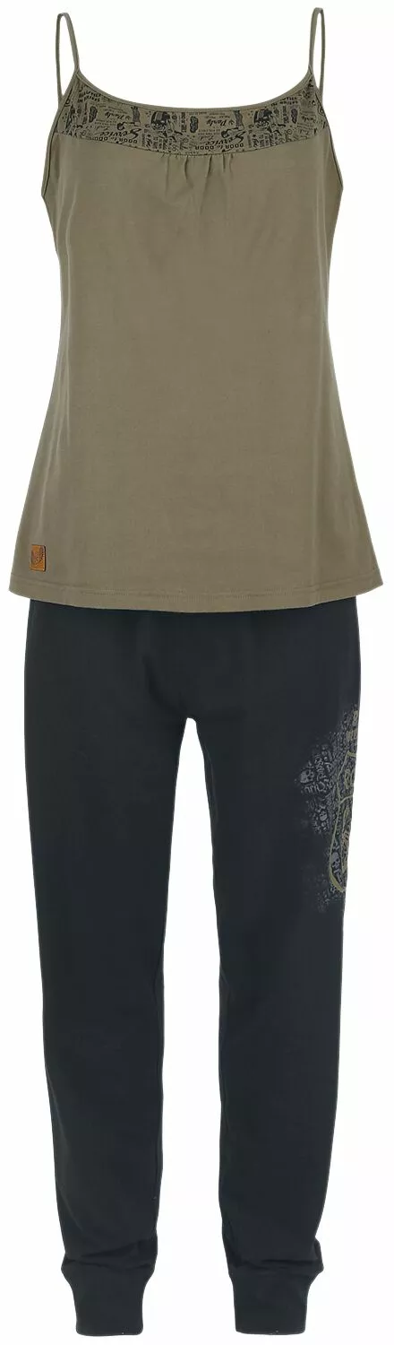 "Rock Rebel X Route 66 - Green/Black Pyjamas With Print" Pyjama Groen-zwart Van Rock Rebel By EMP