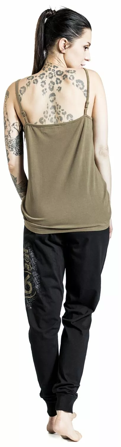 "Rock Rebel X Route 66 - Green/Black Pyjamas With Print" Pyjama Groen-zwart Van Rock Rebel By EMP - Afbeelding 8