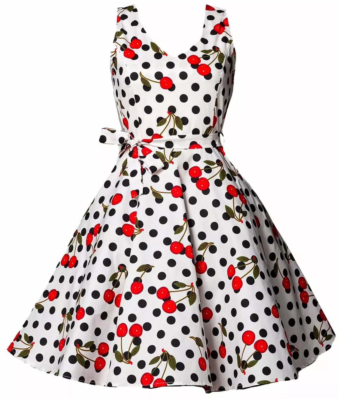 "Swing Cherry Dress" Medium-lengte Jurk Zwart-wit Van Belsira