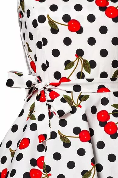 "Swing Cherry Dress" Medium-lengte Jurk Zwart-wit Van Belsira - Afbeelding 3