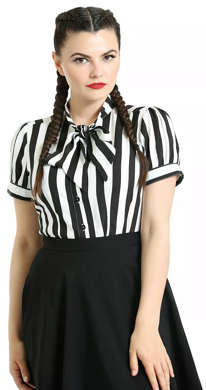 "Juno Blouse" Blouse Zwart-wit Van Hell Bunny - Afbeelding 4