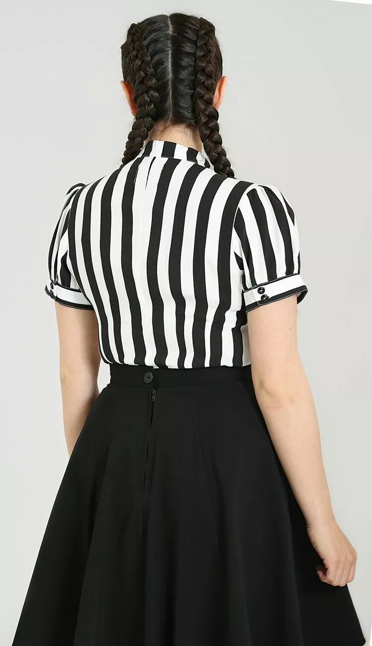 "Juno Blouse" Blouse Zwart-wit Van Hell Bunny - Afbeelding 5