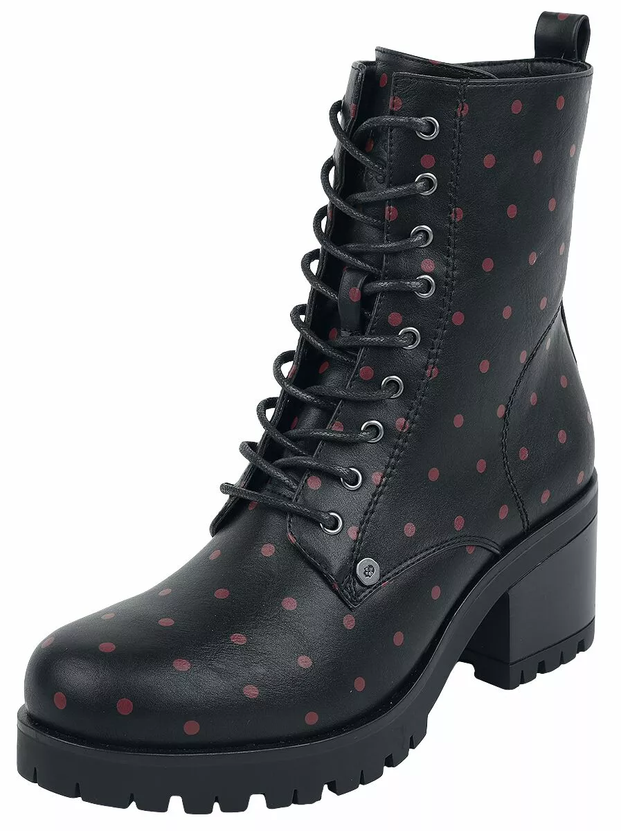"Black Boots With Dots" Laars Zwart Van Rock Rebel By EMP