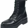 "Black Lace-Up Boots With Wide Sole" Laars Zwart Van Black Premium By EMP