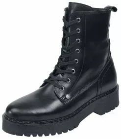 "Black Lace-Up Boots With Wide Sole" Laars Zwart Van Black Premium By EMP