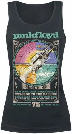 "Welcome To The Machine" Top Zwart Van Pink Floyd