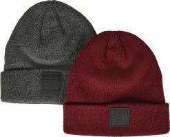 "Logopatch Beanie Kids 2-Pack" Hoed Antraciet-rood Van Urban Classics
