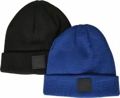 "Logopatch Beanie Kids 2-Pack" Hoed Zwart-blauw Van Urban Classics