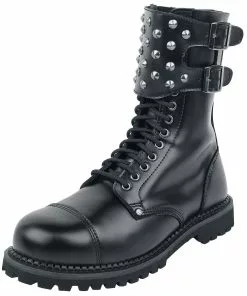 "Black Boots With Studded Buckles" Laars Zwart Van Gothicana By EMP