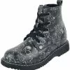"Black Lace-Up Boots With Skull And Roses Print" Kinderlaarzen Zwart Van Black Premium By EMP