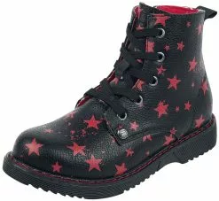 "Black Lace-Up Boots With Stars" Kinderlaarzen Zwart Van RED By EMP