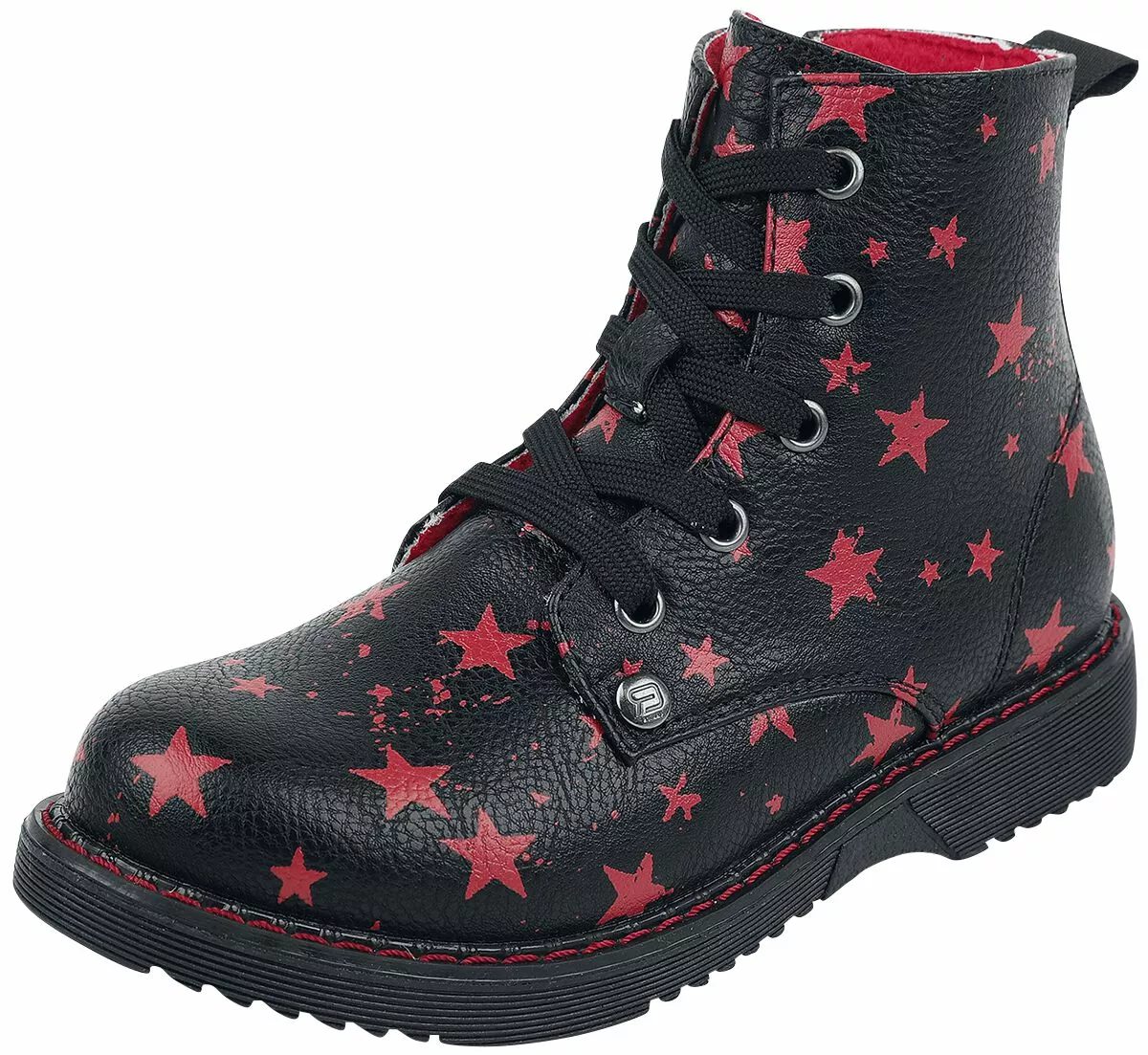 "Black Lace-Up Boots With Stars" Kinderlaarzen Zwart Van RED By EMP