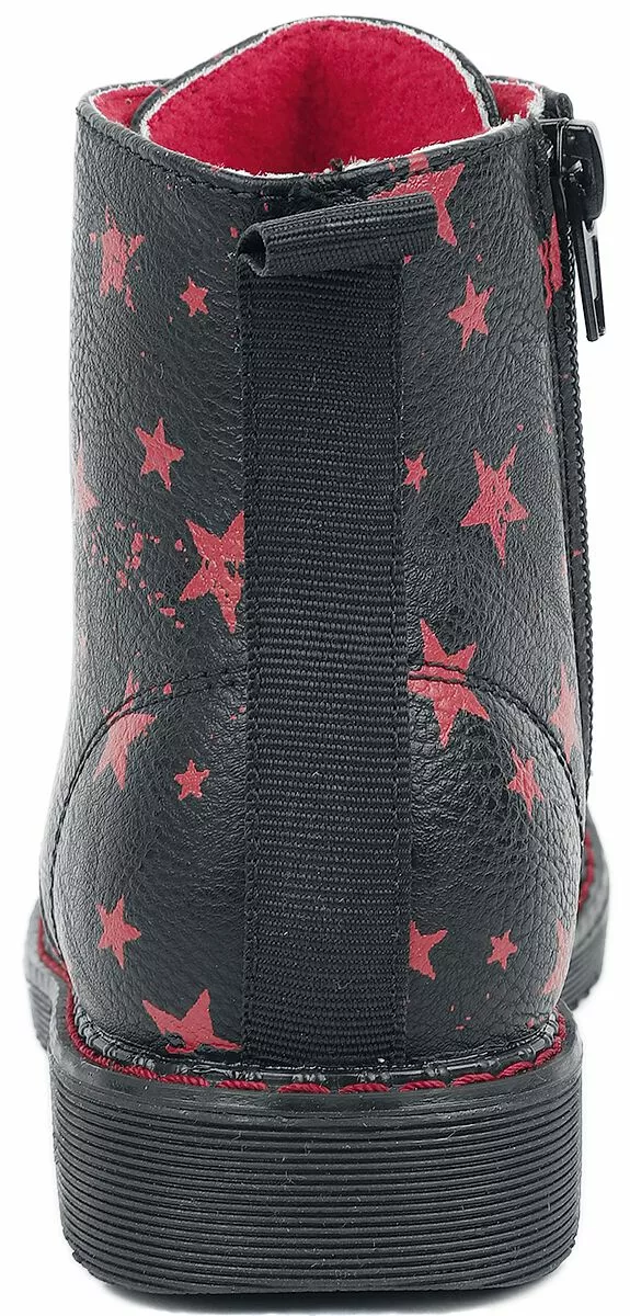 "Black Lace-Up Boots With Stars" Kinderlaarzen Zwart Van RED By EMP - Afbeelding 2