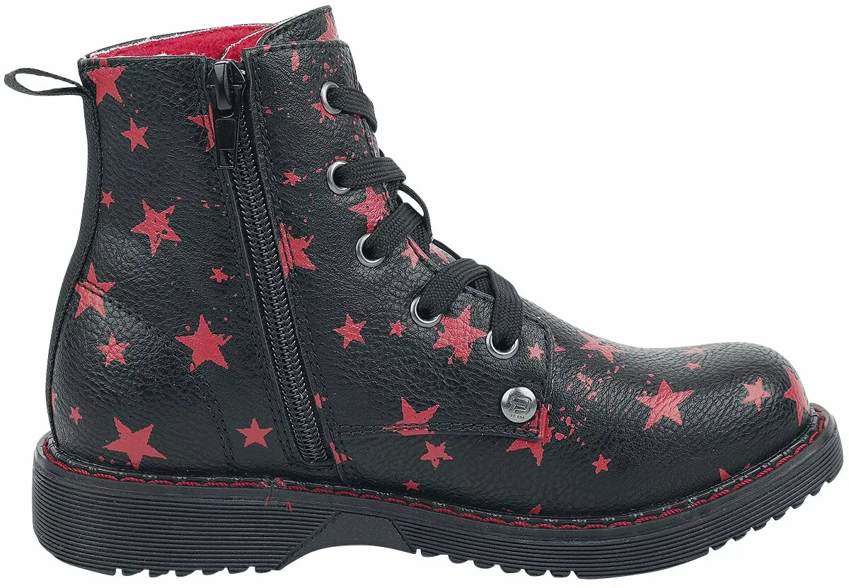 "Black Lace-Up Boots With Stars" Kinderlaarzen Zwart Van RED By EMP - Afbeelding 3