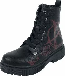 "Boots With Anarchy Print" Kinderlaarzen Zwart Van Rock Rebel By EMP