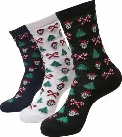 "Grumpy Santa Christmas Socks 3-Pack" Sokken Zwart-wit-blauw Van Urban Classics