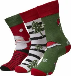 "Stripe Santa Christmas Socks 3-Pack" Sokken Meerkleurig Van Urban Classics