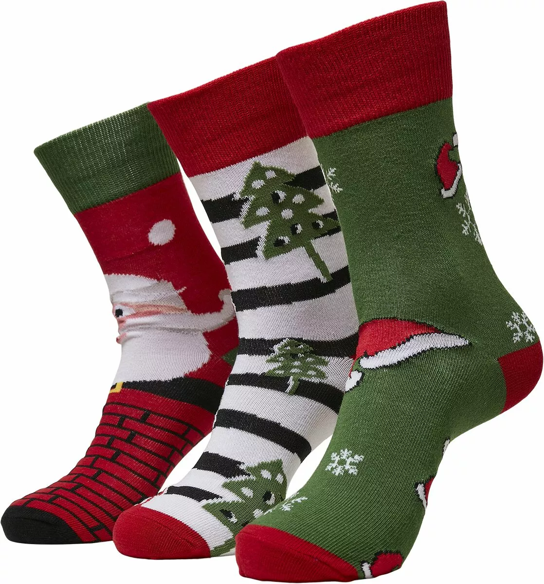 "Stripe Santa Christmas Socks 3-Pack" Sokken Meerkleurig Van Urban Classics