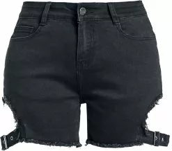 "Shorts With Cut-Outs And Buckles" Korte Broek Zwart Van Black Premium By EMP