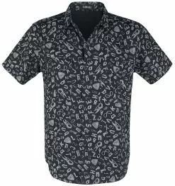 "Short Sleeve Shirt With Symbols" Shirt Met Korte Mouwen Zwart Van Gothicana By EMP