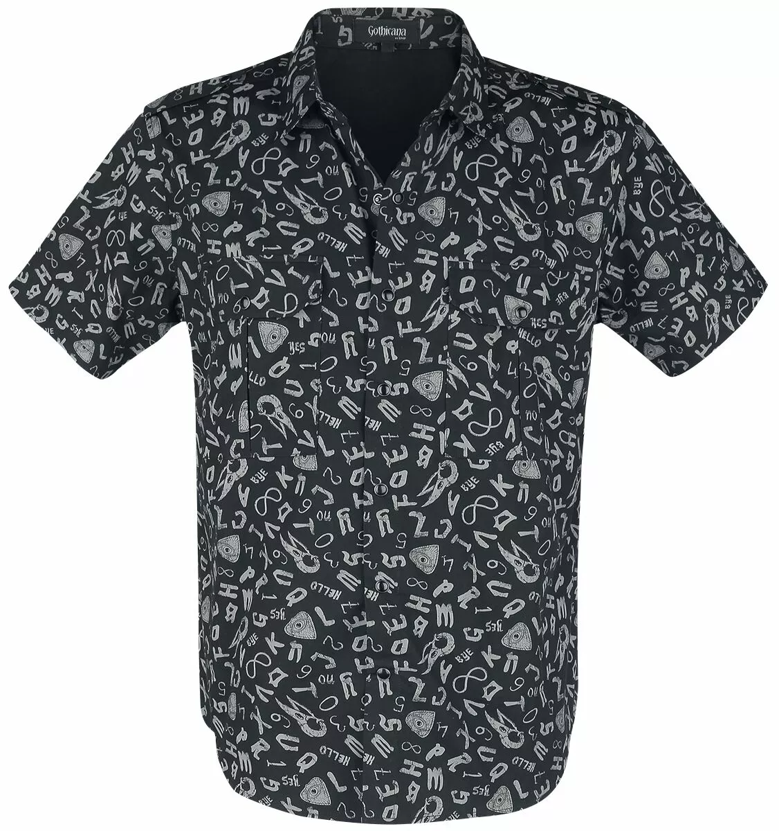 "Short Sleeve Shirt With Symbols" Shirt Met Korte Mouwen Zwart Van Gothicana By EMP