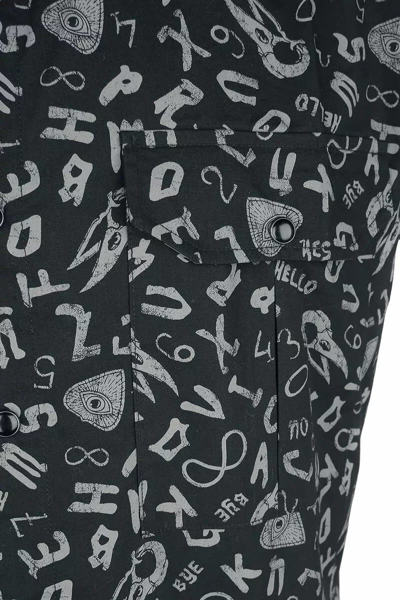 "Short Sleeve Shirt With Symbols" Shirt Met Korte Mouwen Zwart Van Gothicana By EMP - Afbeelding 3