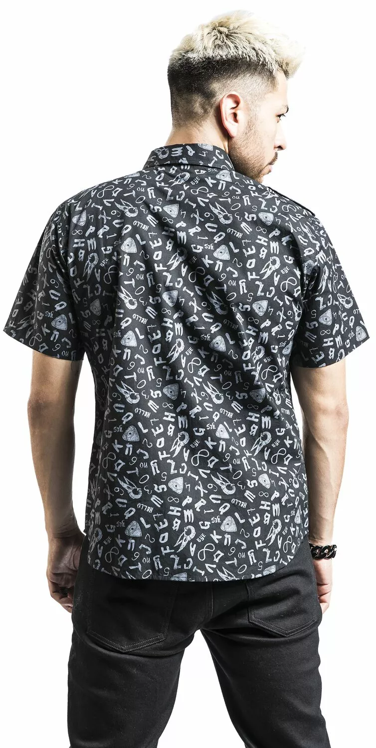 "Short Sleeve Shirt With Symbols" Shirt Met Korte Mouwen Zwart Van Gothicana By EMP - Afbeelding 5