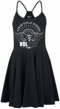 "Skull Wings" Medium-lengte Jurk Zwart Van Volbeat